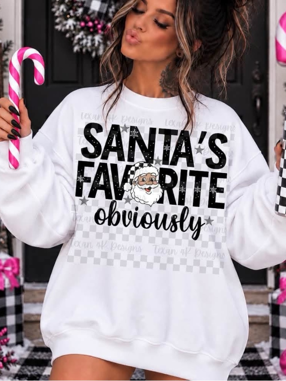 Santa's Favorite Obviously Graphic Sweatshirt - White